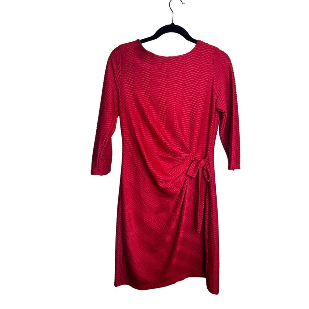 Shelby & Palmer Size 8 Red Dress Faux Wrap Style Red Texture Holiday